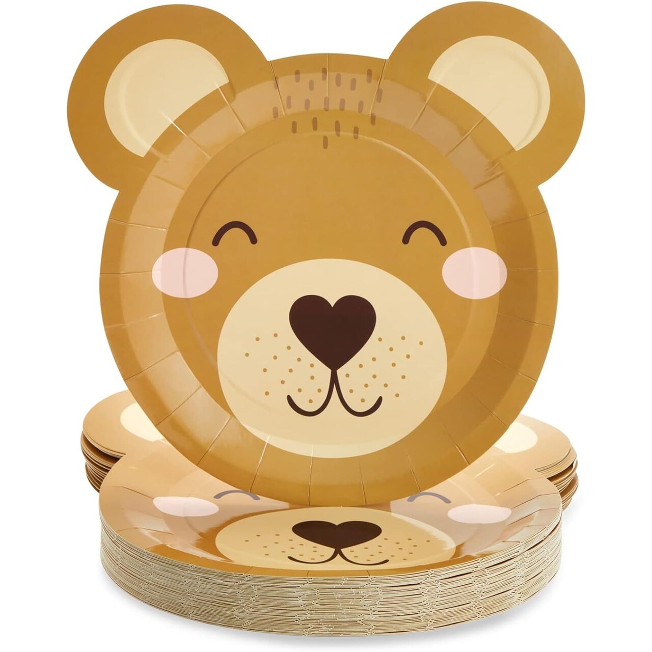 Sparkle and Bash Teddy Bear Paper Plates - 48 Pack - 11-Inch Brown Bear Shape - Disposable & Sturdy Birthday Party Plates for Baby Shower & Celebrations